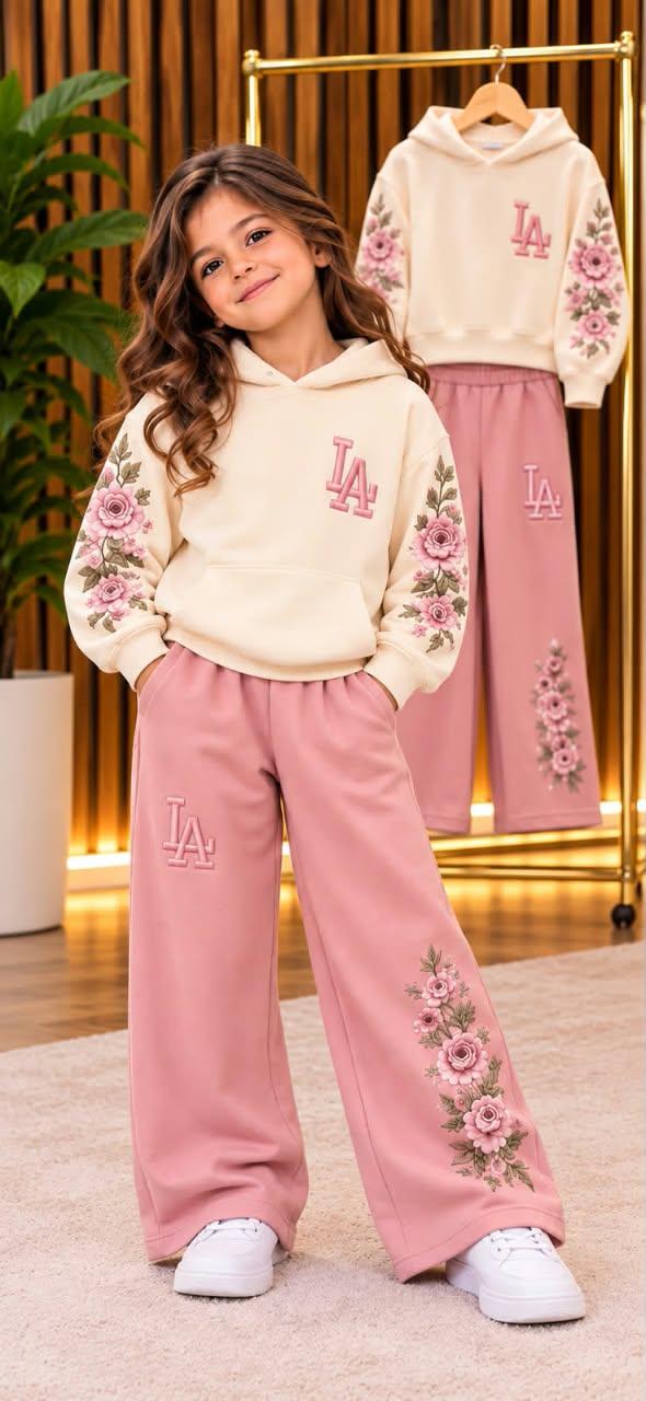 “Montoni” hoodie + embroidered wide-leg trousers set – from age 14