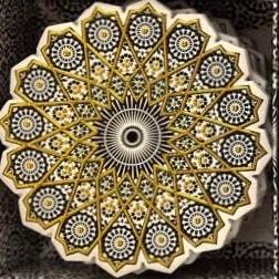 Coffret 6 dessous-de-verre céramique zellige – rosace dorée (Réf. 177)