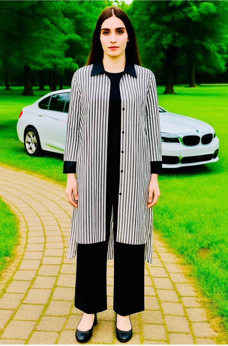 Robe longue rayée