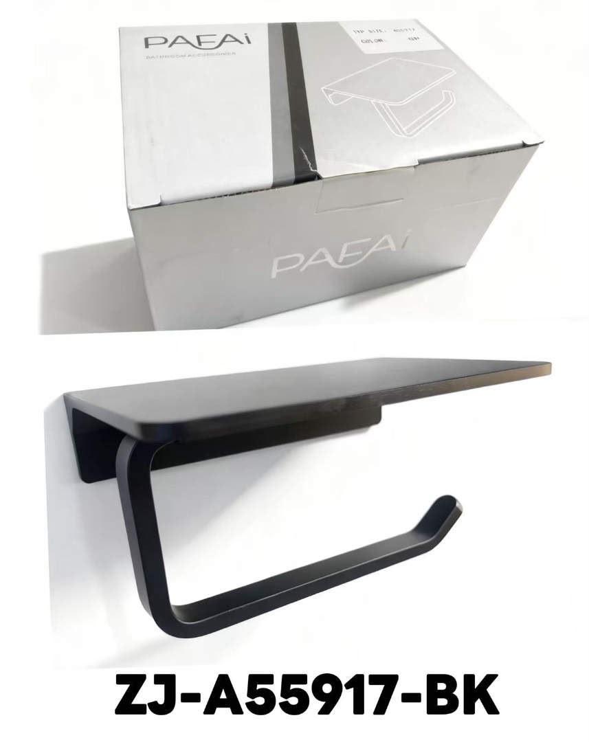 Porte-papier toilette avec étagère noir ZJ-A55917-BK