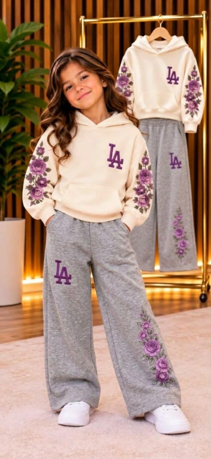 “Montoni” hoodie + embroidered wide-leg trousers set – from age 14