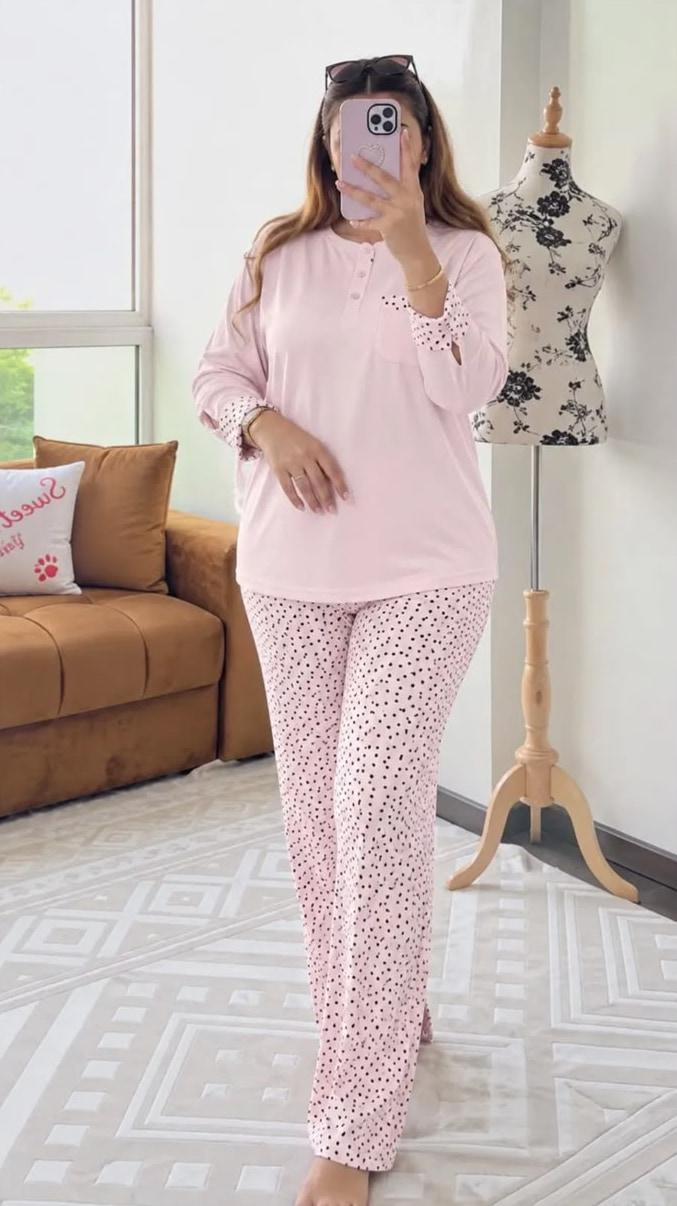 Pyjama d'intérieur confortable et élégant - Rose poudré