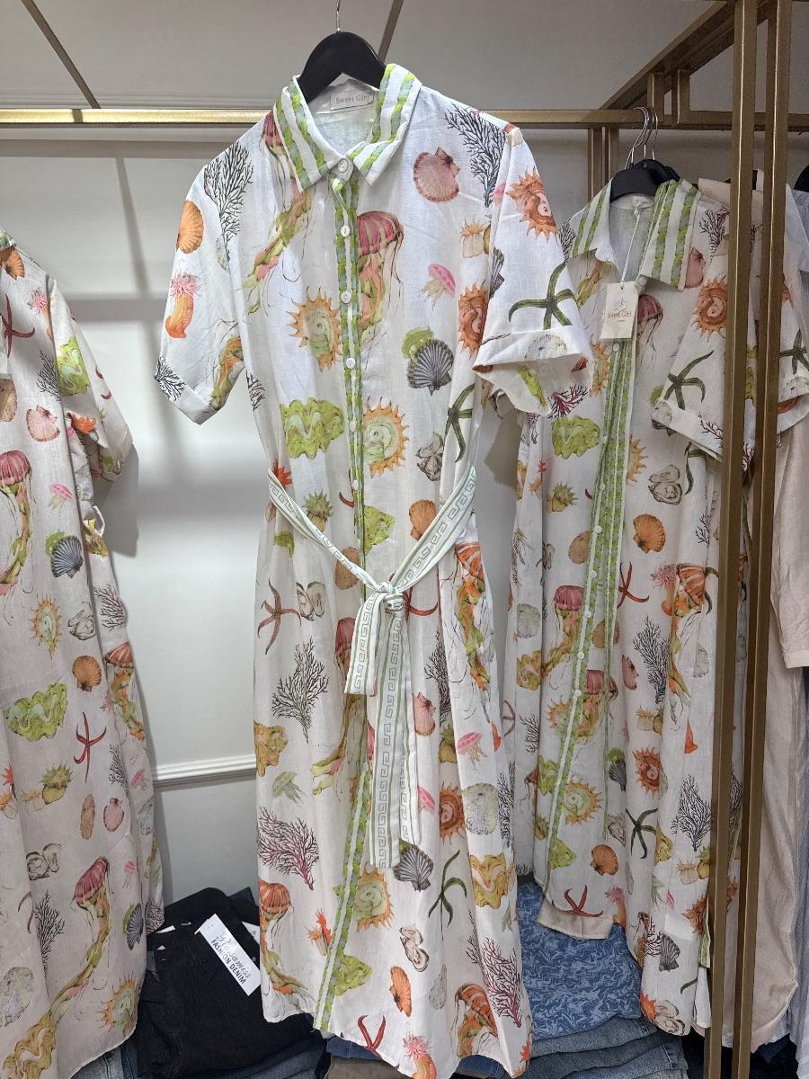 Robe chemise imprimé marin