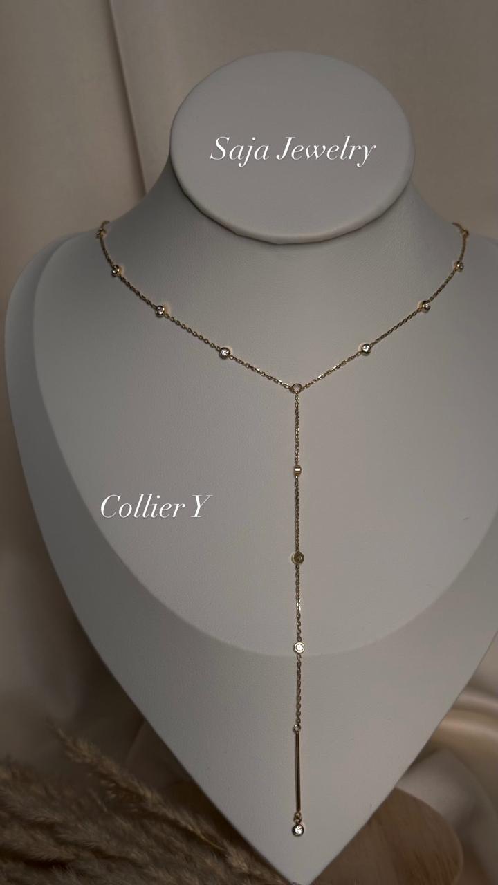 Collier Y orné de zircons
