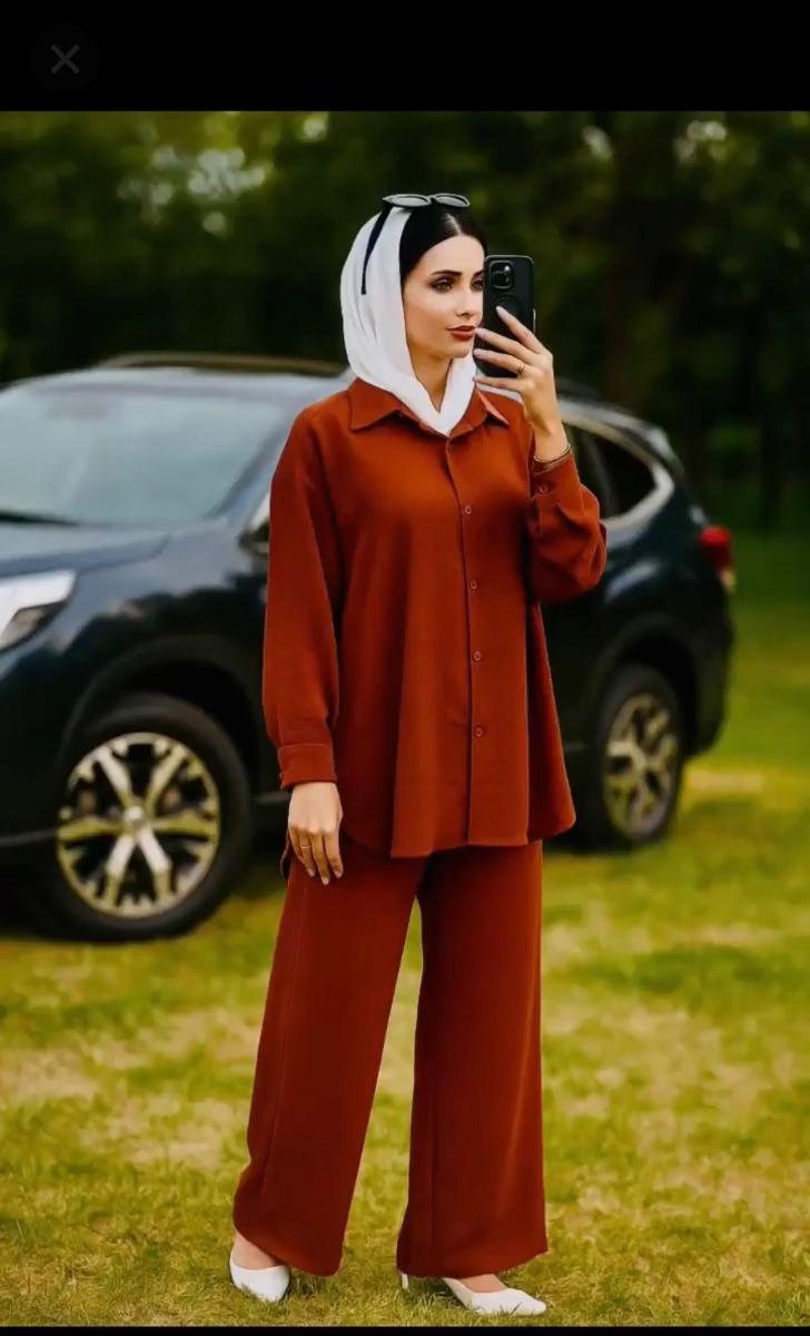 Ensemble chemise pantalon ample rouille