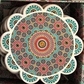 Coffret 6 dessous-de-verre céramique zellige – fleur (Réf. 183)
