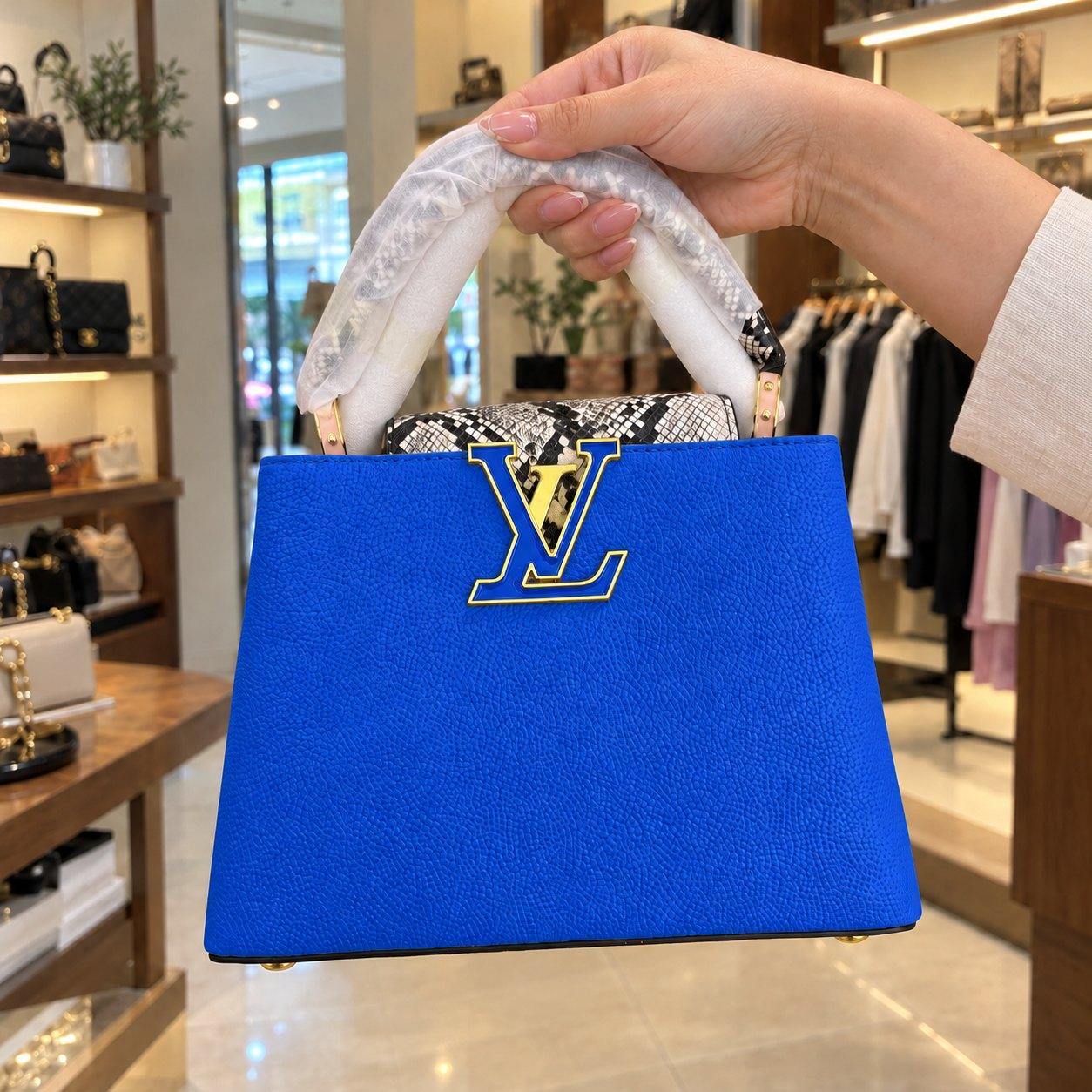 Structured Handbag — Orange or Royal Blue, Gold-Tone Details