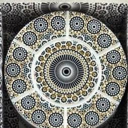Coffret 6 dessous-de-verre céramique zellige – ronds à rayons (Réf. 178)