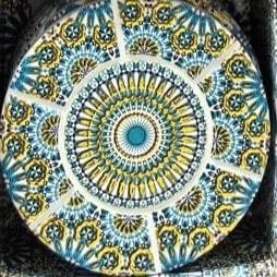 Coffret 6 dessous-de-verre céramique zellige – ronds à rayons (Réf. 178)