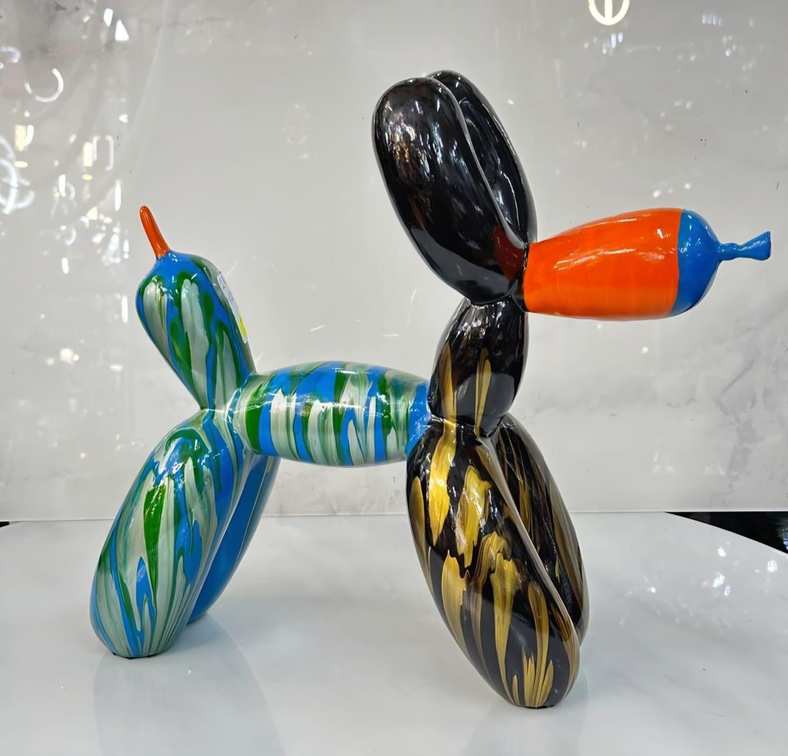 Chien ballon grand modèle, effet peinture coulée