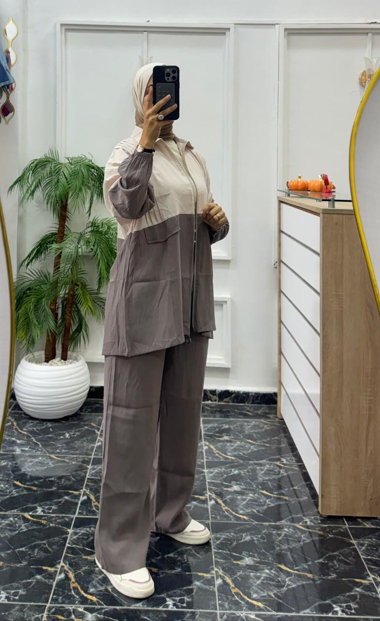 Ensemble zippé bicolore
