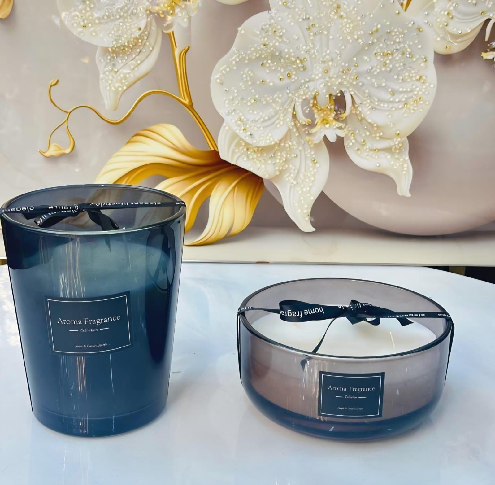 Bougie parfumée en verre fumé, 2 tailles