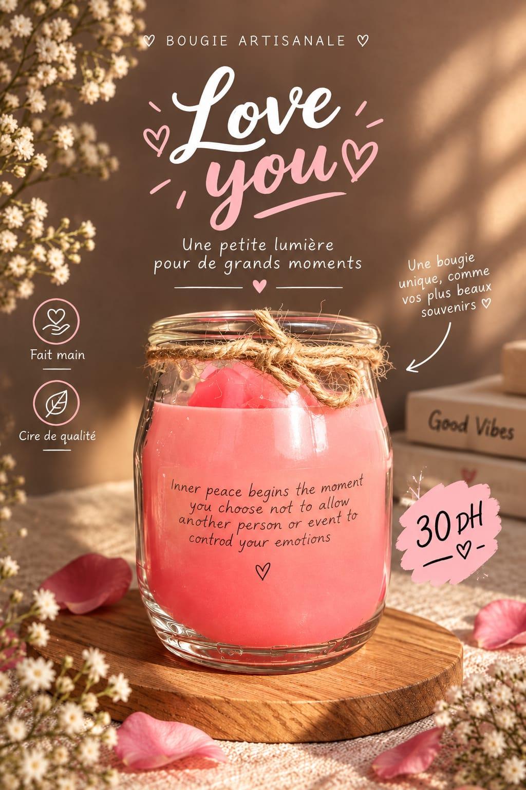 Bougie parfumée Love You pot en verre