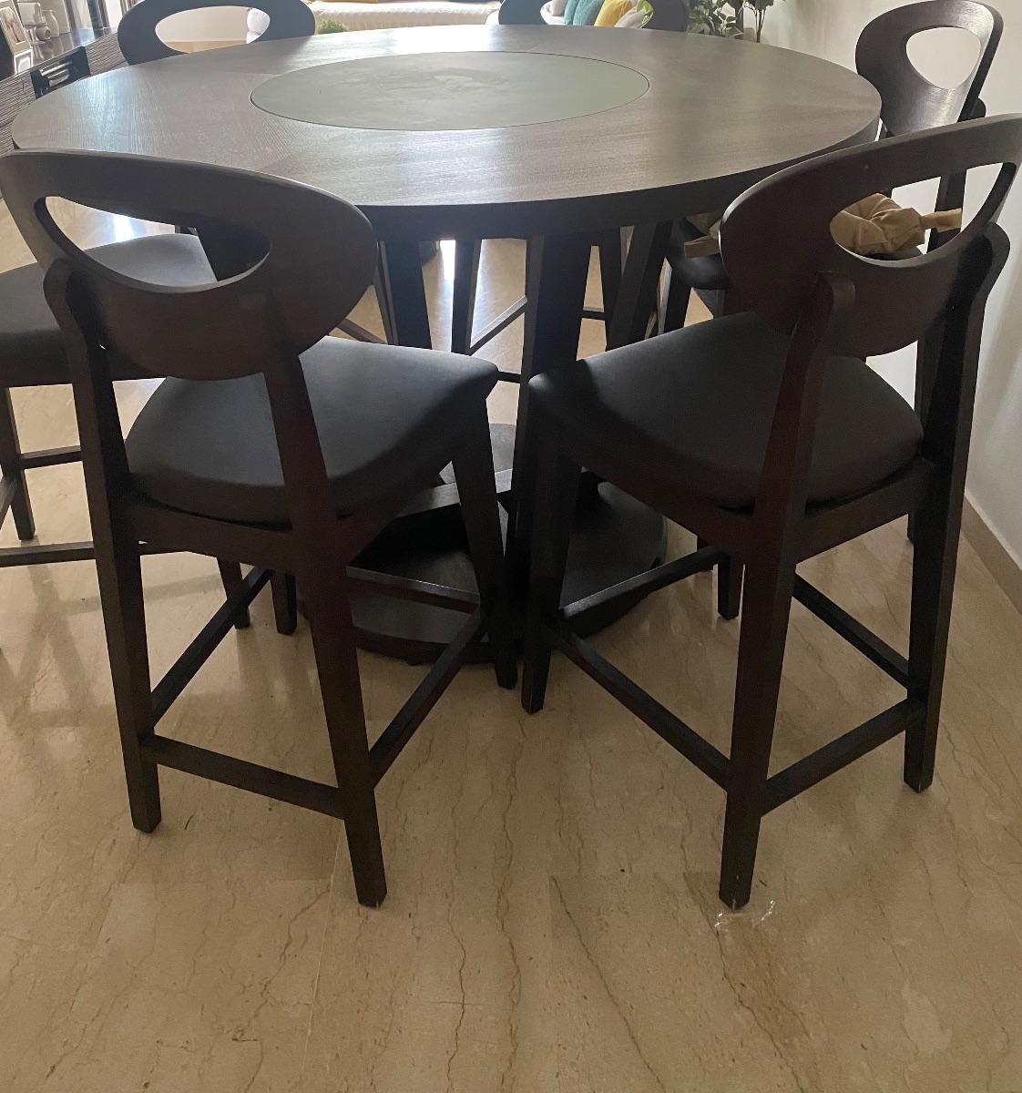 Table à manger ronde 6 places avec plateau tournant