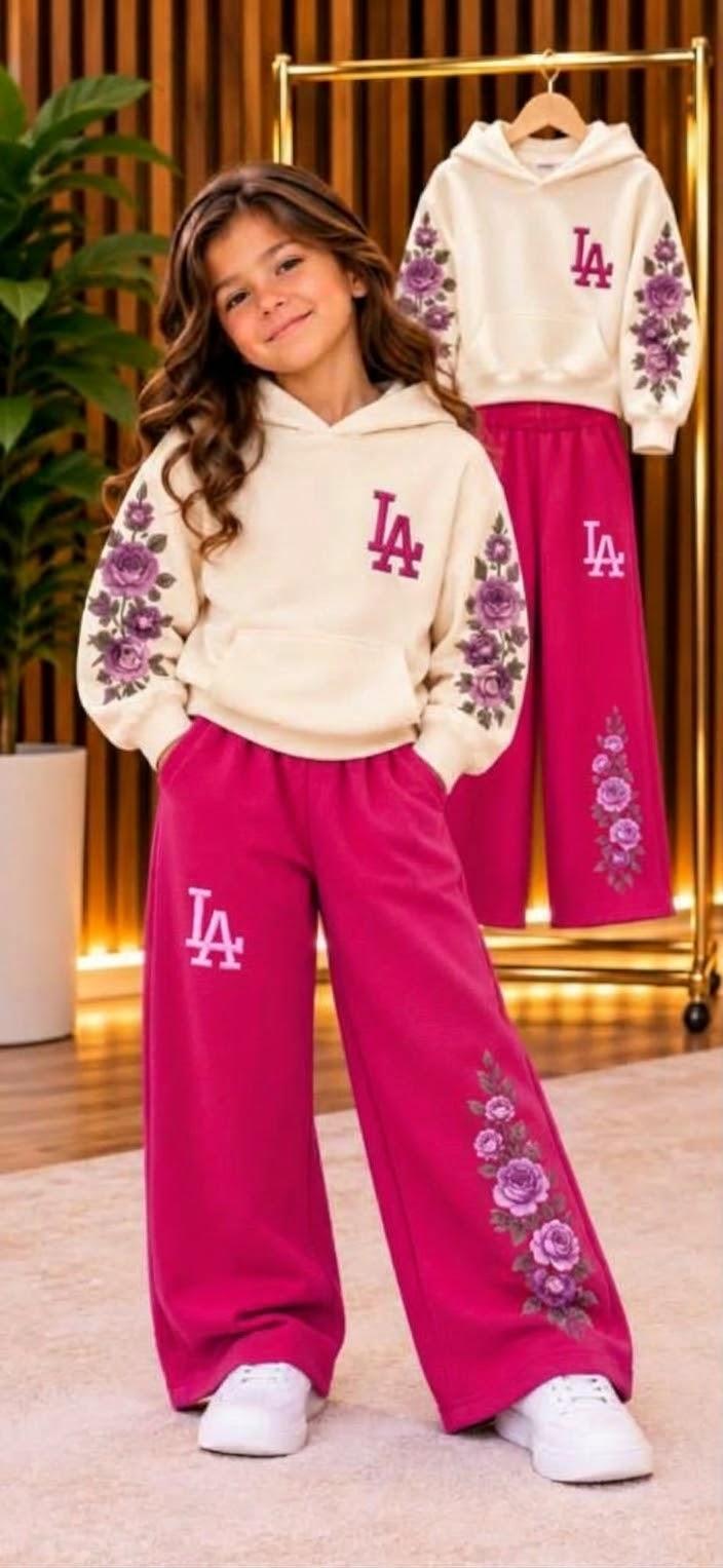 “Montoni” hoodie + embroidered wide-leg trousers set – from age 14