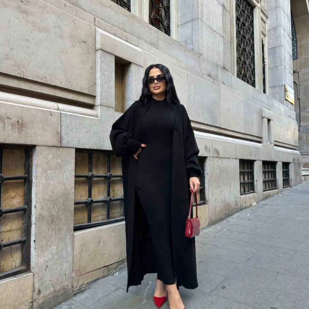 Ensemble robe longue et cardigan tricot