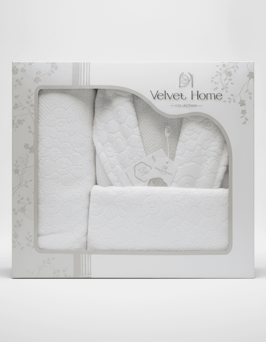 Ensemble peignoir et serviettes blanc Velvet Home