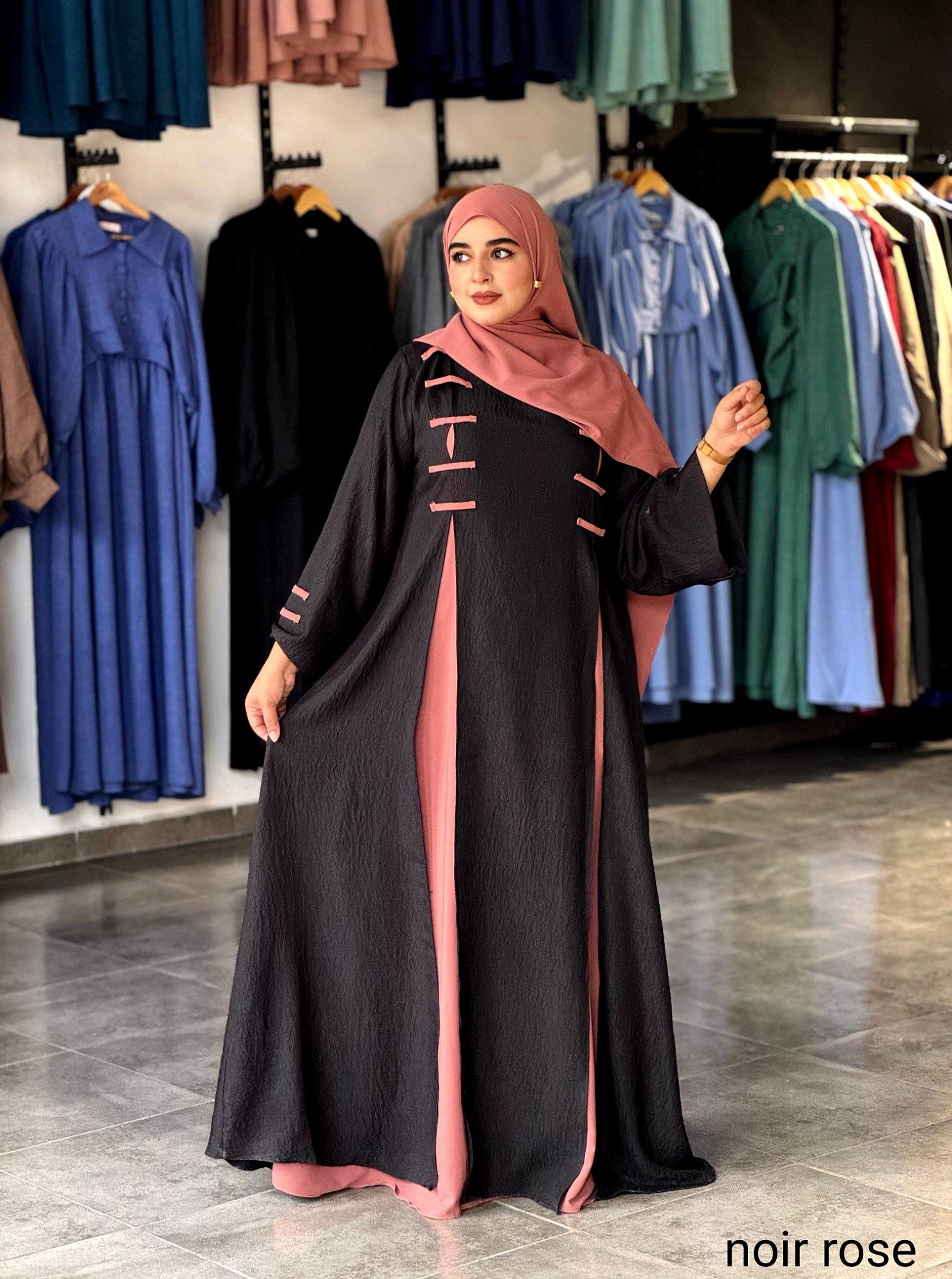Abaya Marjana – ensemble 3 pièces avec gilet et foulard