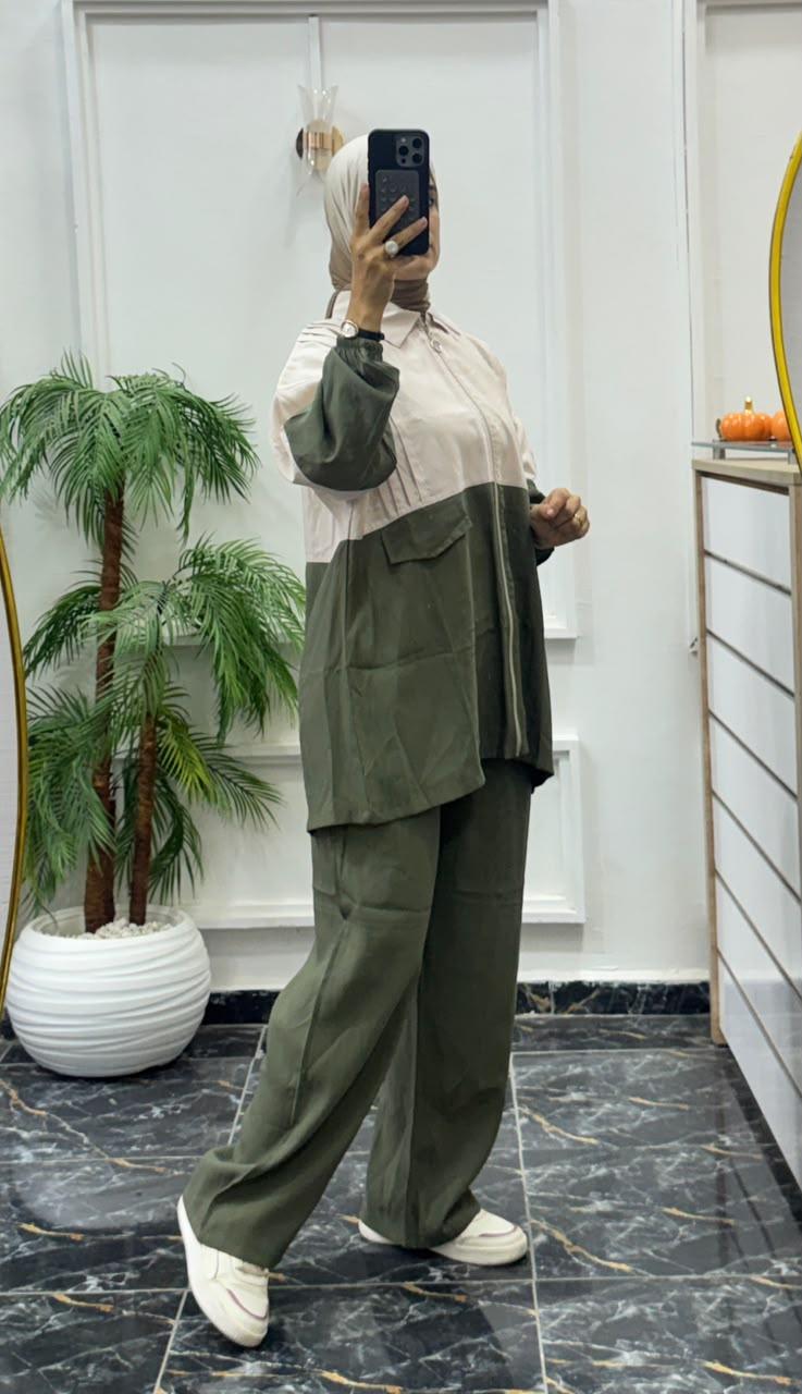Ensemble zippé bicolore