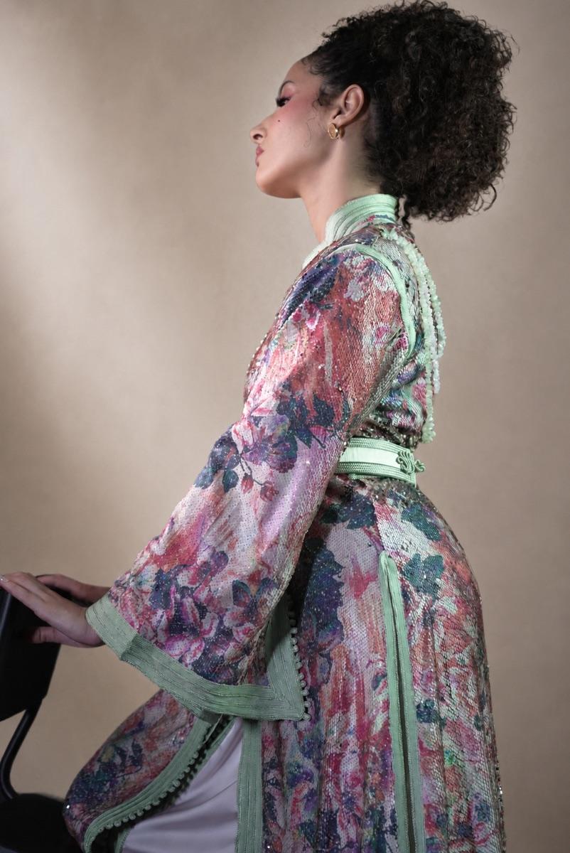 LEBSA PARADISE BLOOM robe fleurie pailletée