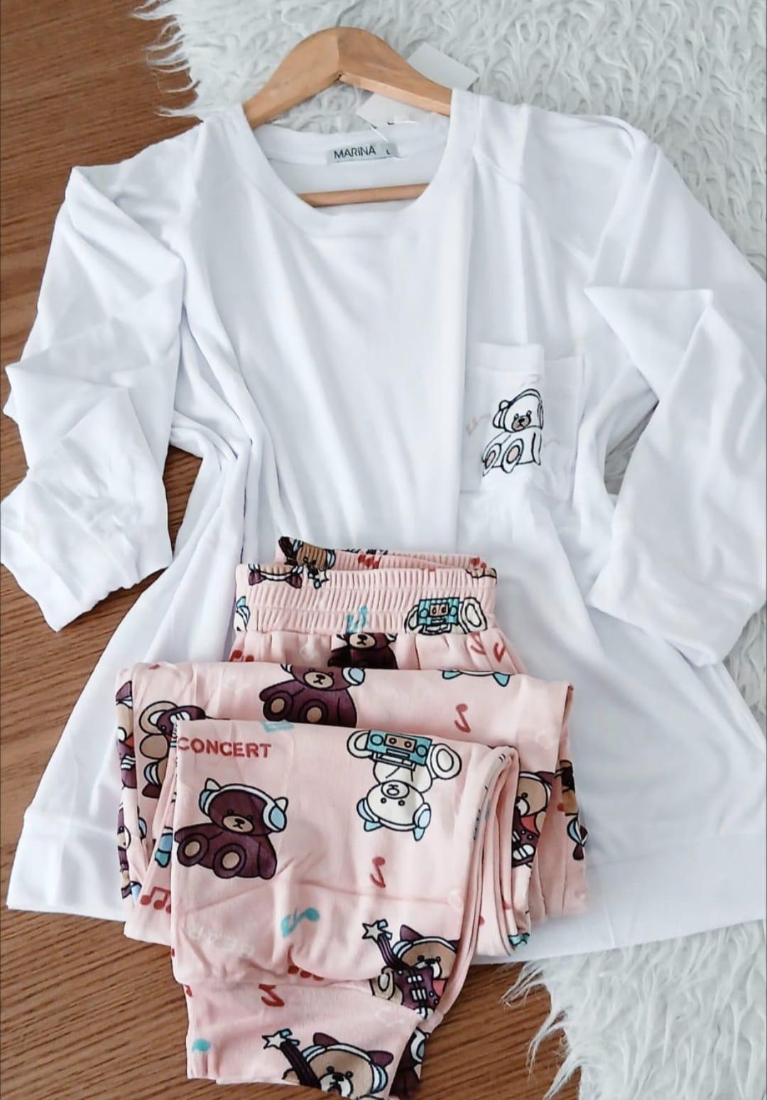 Pyjama 2 pièces, haut en polaire douce