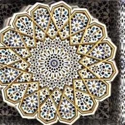 Coffret 6 dessous-de-verre céramique zellige – rosace dorée (Réf. 177)