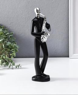 Statue saxophoniste, tête argentée — photo 2