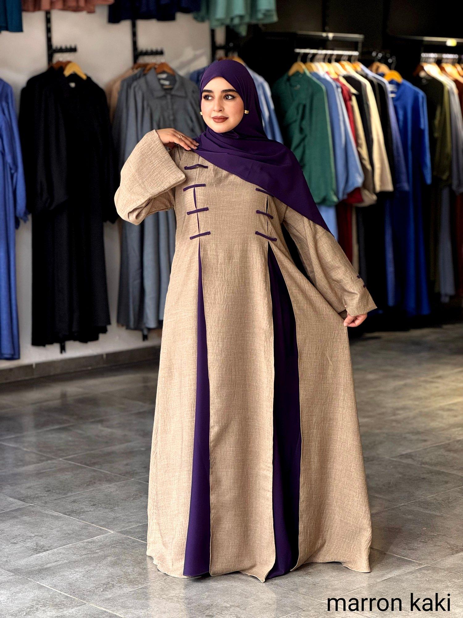 Abaya Marjana – ensemble 3 pièces avec gilet et foulard