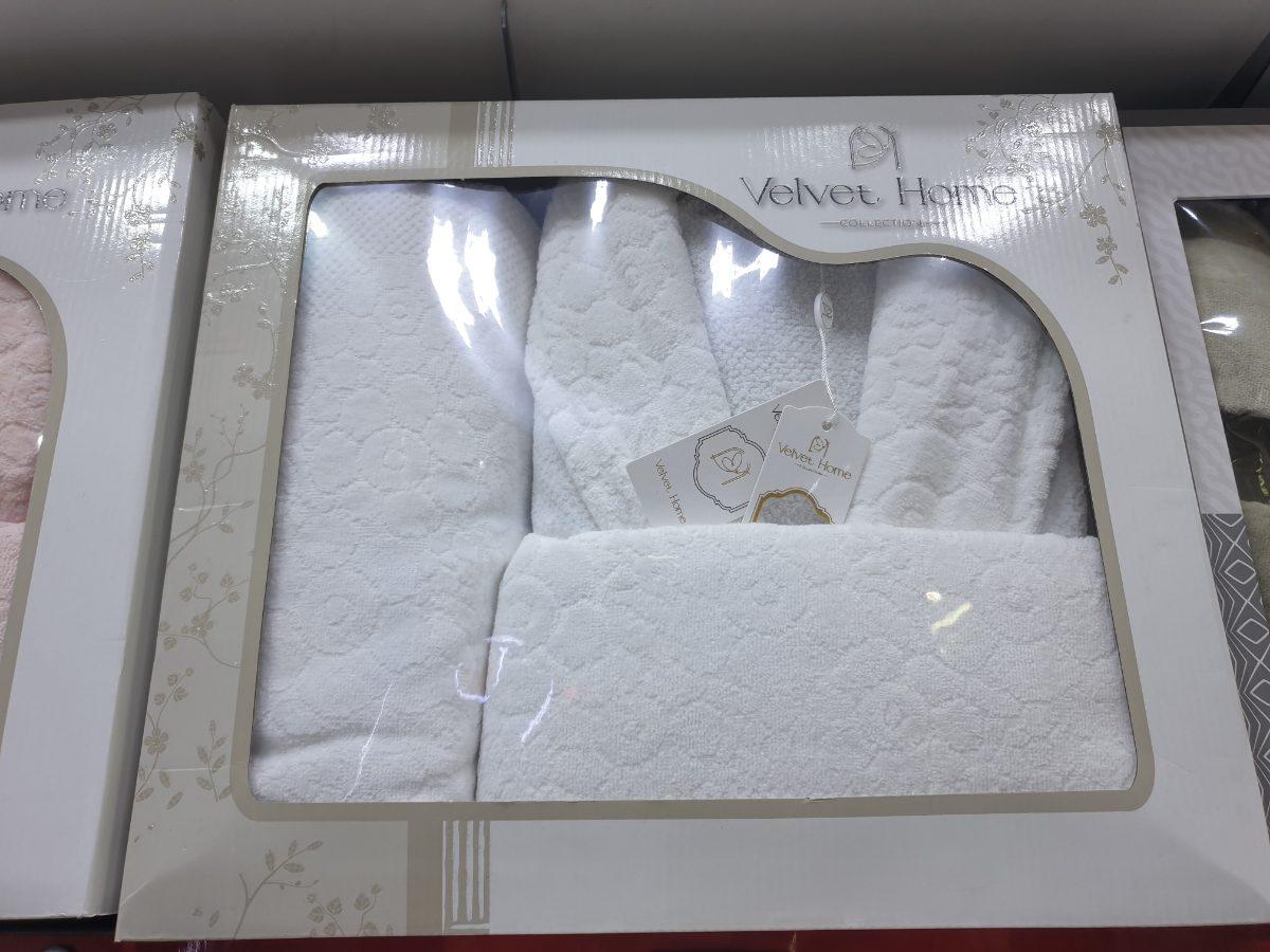 Ensemble peignoir et serviettes blanc Velvet Home