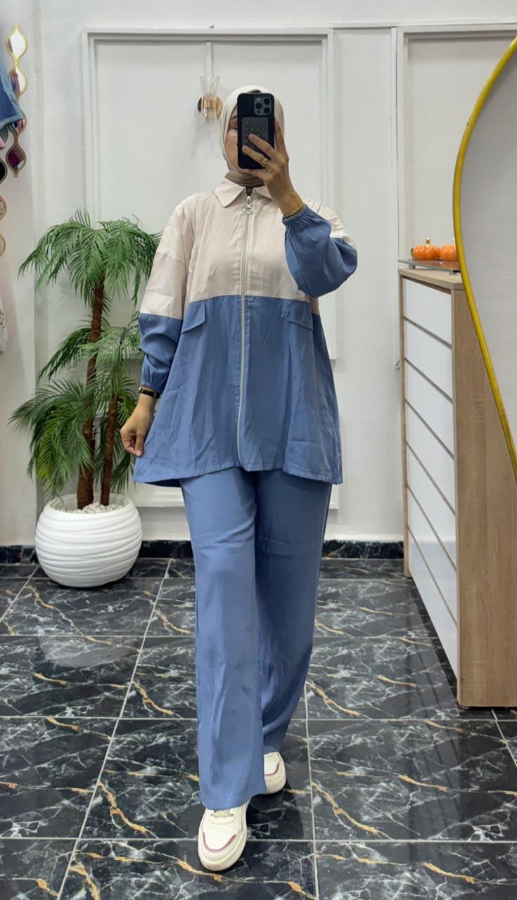 Ensemble zippé bicolore