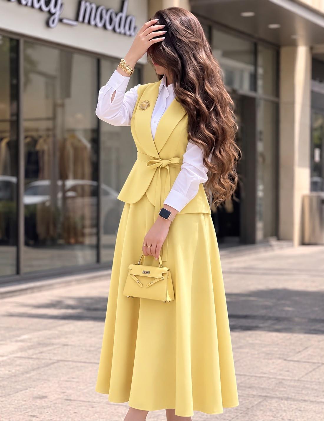 Ensemble gilet et jupe longue