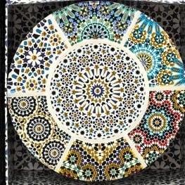 Coffret 6 dessous-de-verre céramique zellige – ronds à médaillons (Réf. 179)