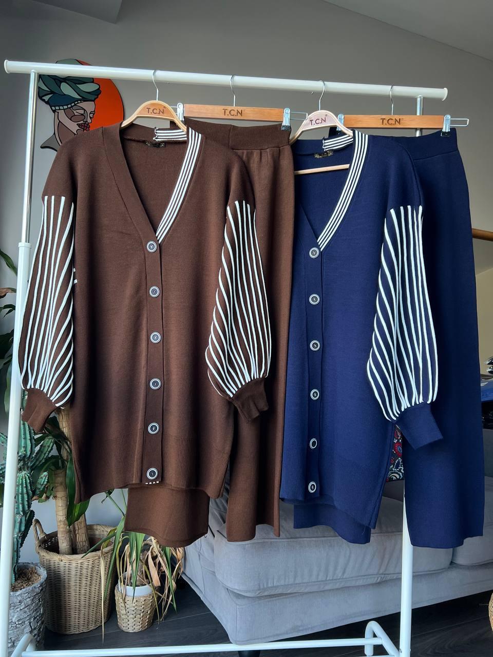 Ensemble cardigan et pantalon maille