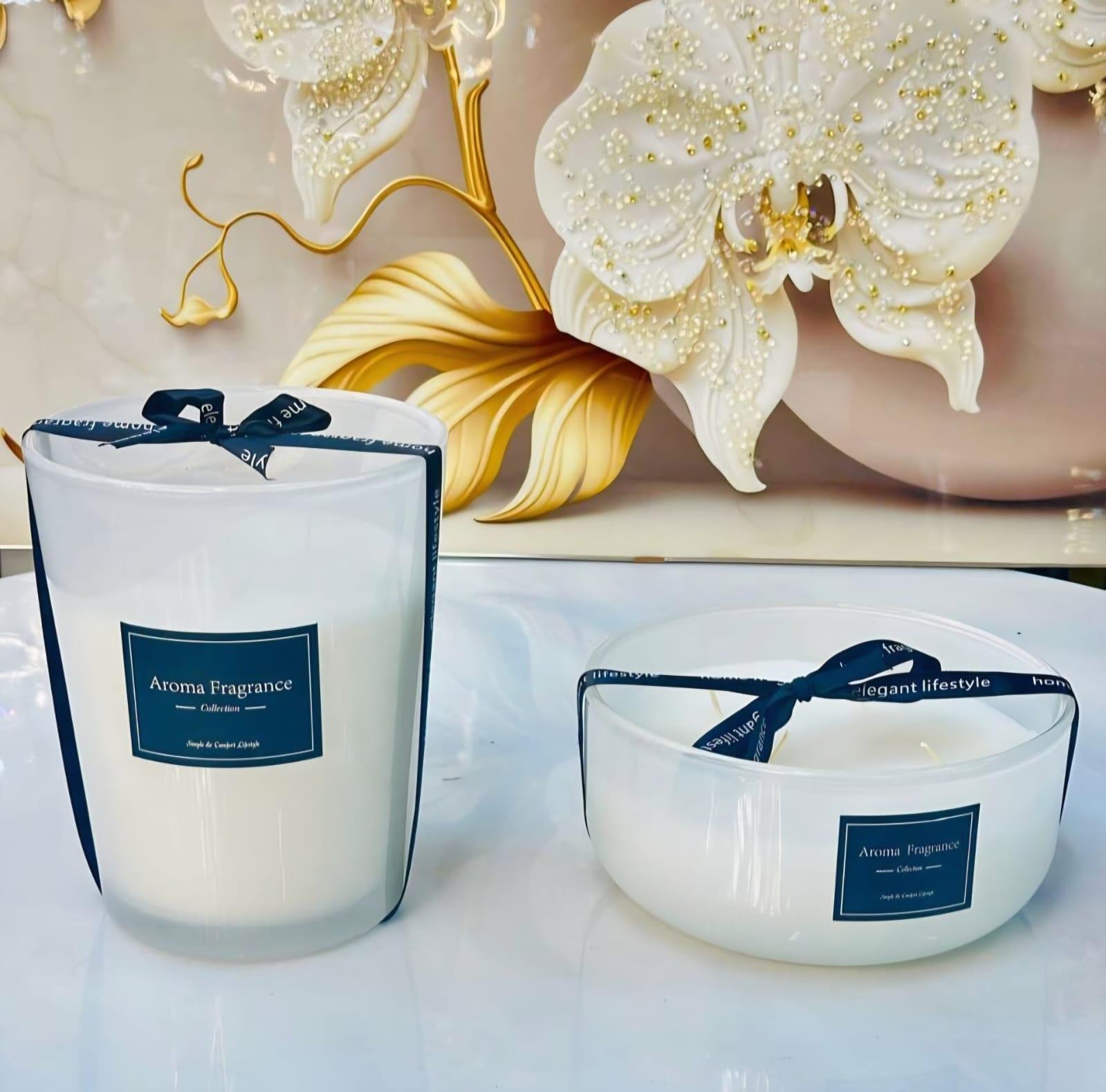 Bougie parfumée blanche, 2 tailles