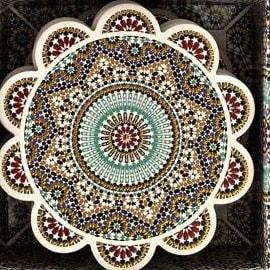 Coffret 6 dessous-de-verre céramique zellige – fleur (Réf. 183)