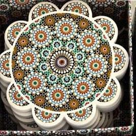 Coffret 6 dessous-de-verre céramique zellige – fleur (Réf. 183)