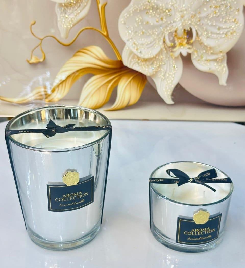 Bougie parfumée argentée, 2 tailles