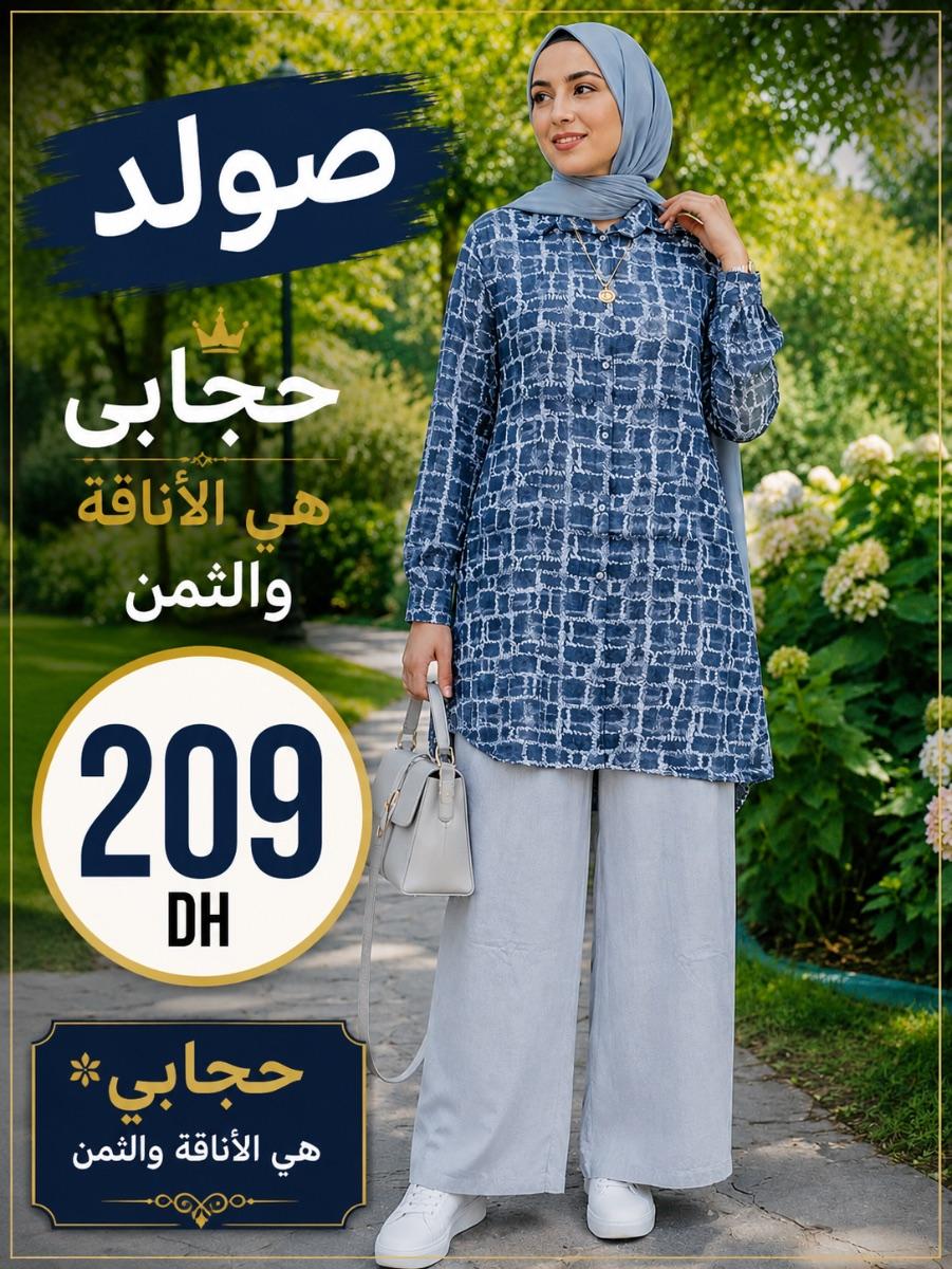 طقم حجاب أنيق وبنطلون واسع