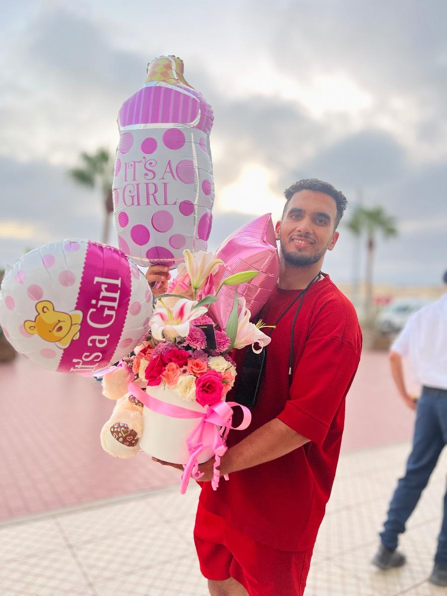 Ballons et bouquet pour fille