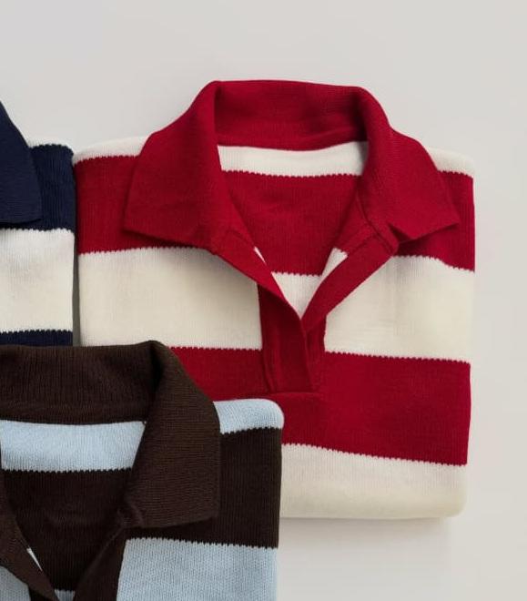 Pull rayé col polo