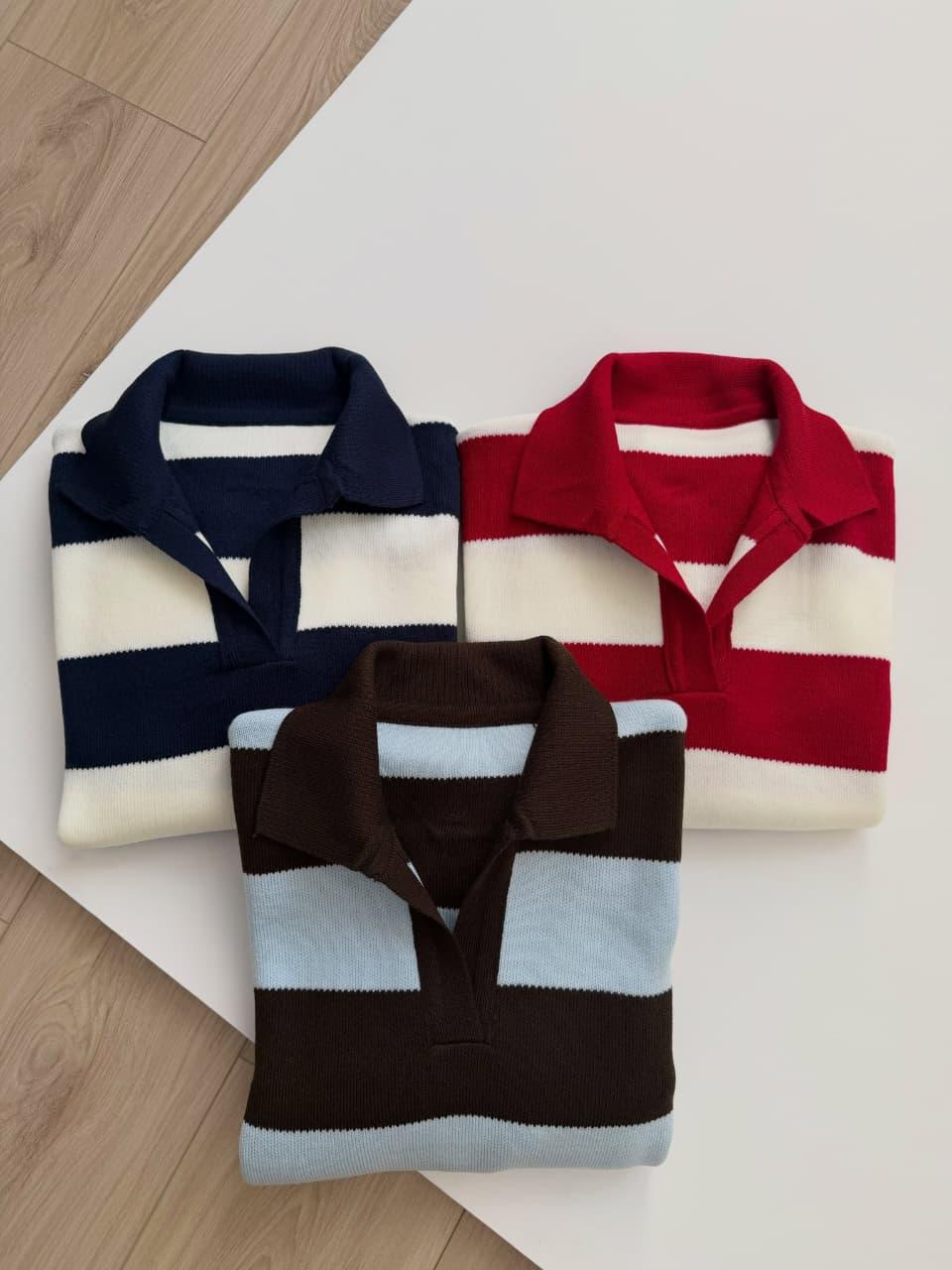 Pull rayé col polo
